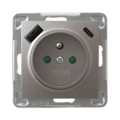 Gniazdka elektryczne - Ospel gniazdo pojedyncze z ładowarką USB A+C IMPRESJA - tytan - miniaturka - grafika 1