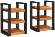 Szafki nocne - vidaXL Stolik nocny 2 pcs brązowo-czarny Drewno akacjowe - miniaturka - grafika 1