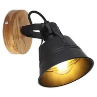Lampy ścienne - Globo Lighting Skandynawska LAMPA ścienna GÜNTHER 15466S-1 metalowa OPRAWA kinkiet regulowany okrągły czarny drewniany - miniaturka - grafika 1
