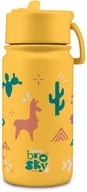 Butelki dla niemowląt - Brosky Kids Żólta butelka na wodę dla dzieci w lamy 450ml - miniaturka - grafika 1