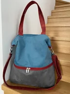 Torebki damskie - Duża torba na ramię z zapinaną kieszenią - turkus, c.szary, bordo - miniaturka - grafika 1
