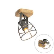 Lampy ścienne - QAZQA Industriële spot zwart met hout verstelbaar - Arthur - miniaturka - grafika 1