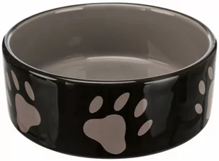 Ceramiczna miseczka z motywem łapek , brązowa - 0,3 l/O 12 cm - Miski dla psów - miniaturka - grafika 1