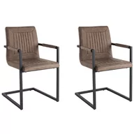 Krzesła - Beliani Zestaw 2 krzeseł do jadalni ekoskóra brązowy BRANDOL - miniaturka - grafika 1