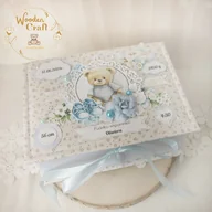 Pamiątka Chrztu Świętego - Pudełko wspomnień na chrzest, roczek, narodziny Oh Baby Miś niebieskie - miniaturka - grafika 1