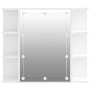 Lumarko Szafka z lustrem i LED, biała z połyskiem, 70x16,5x60 cm - Toaletki - miniaturka - grafika 9