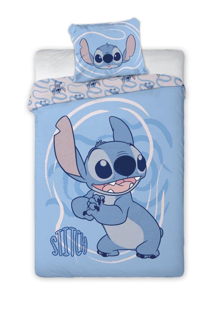 Pościel bawełniana 160x200 Lilo i Stitch 002 niebieska