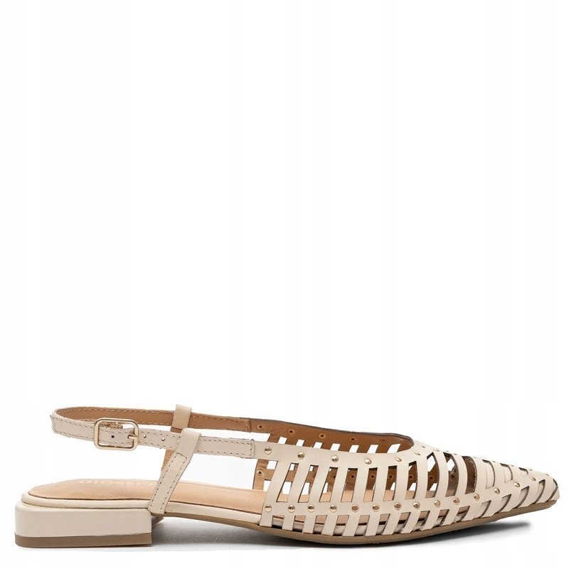 Gioseppo Skórzane Ażurowe Półbuty Płaskie Beżowy 74076-OFF-WHITE r.39