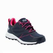 Buty dla dziewczynek - Buty dziecięce Jack Wolfskin WOODLAND TEXAPORE LOW K night blue / pink - 30 - miniaturka - grafika 1