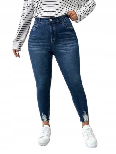 SHEIN JEANSY DAMSKIE GRANATOWE PLUS SIZE RURKI GŁADKIE 48 11_A