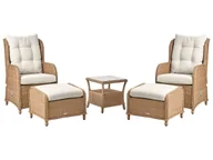 Meble ogrodowe - Zestaw ogrodowy ze stolikiem i otomaną dla 2 osób PONZA Technorattan Brązowy - miniaturka - grafika 1