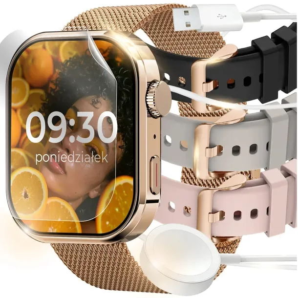 Smartwatch Zegarek Damski Rozmowy Sport Zdrowie Zloty Cukier Powiadomienia