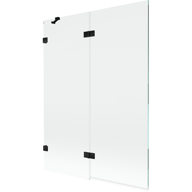 Mexen Lunar parawan nawannowy 2-skrzydłowy lewy 130 x 150 cm, transparent, czarny - 897-130-100-70-00-L