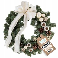 Ozdoby bożonarodzeniowe - Wieniec wianek stroik świąteczny dekorowany czerwony drzwi stół ścianę 35cm - miniaturka - grafika 1