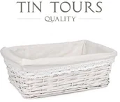 Kosze wiklinowe - BIAŁY KOSZYK WIKLINOWY Z MATERIAŁEM 32x23x11 cm - miniaturka - grafika 1