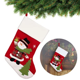 Czerwona skarpeta, świąteczna skarpeta Bałwan 45cm - Ozdoby bożonarodzeniowe - miniaturka - grafika 1