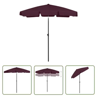 The Living Store Parasol plażowy - bordowy - 180x120 cm - Parasol Ogrodowy - Parasole ogrodowe - miniaturka - grafika 1