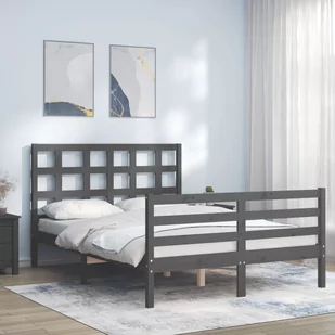 vidaXL Rama łóżka z wezgłowiem, 140x190 cm, lite drewno - Inne meble do sypialni - miniaturka - grafika 1