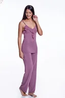 Bielizna nocna - Damska bambusowa piżama LINDA S Jagodowy - miniaturka - grafika 1