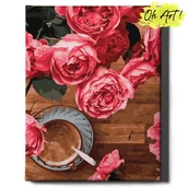 Malowanie po numerach - Obraz Malowanie Po Numerach 40X50 Cm / Kwiaty I Kawa / Oh Art - miniaturka - grafika 1