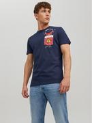Koszulki męskie - Jack&Jones T-Shirt Christmas 12221436 Granatowy Regular Fit - miniaturka - grafika 1