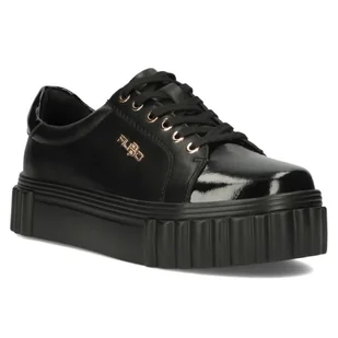 Buty damskie sneakersy na platformie skórzane czarne Filippo DP6110/24-39 - Sneakersy damskie - miniaturka - grafika 1