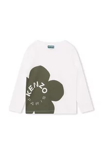 Bluzki dla dziewczynek - Kenzo Kids longsleeve bawełniany dziecięcy kolor biały z nadrukiem - Kenzo kids - grafika 1