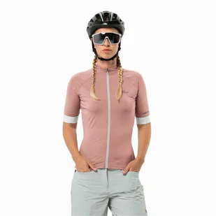 Damska koszulka rowerowa Jack Wolfskin GRAVEX FZ S/S W rose dawn - L - Koszulki i topy damskie - miniaturka - grafika 1