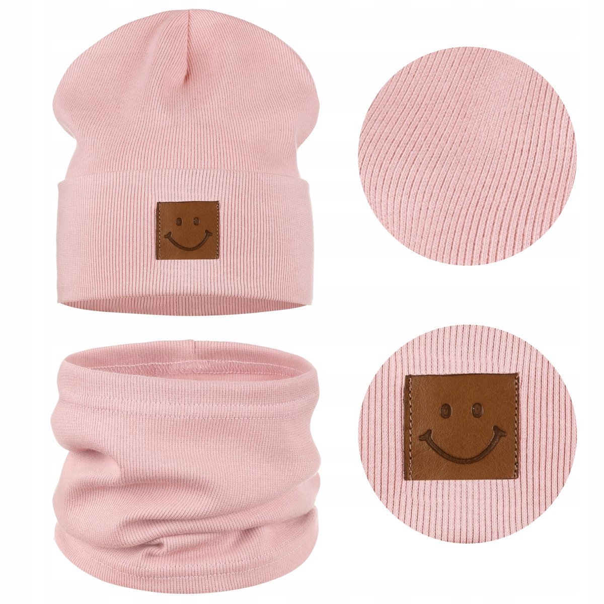 CZAPKA i KOMIN DZIECIĘCY Komplet Zestaw Dziecka BAWEŁNA 95% 48-52 RÓŻOWY