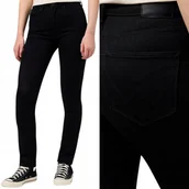 Spodnie damskie - Wrangler SLIM Noir CZARNE PROSTE WYSOKIE DAMSKIE SPODNIE JEANSOWE W26 L32 - miniaturka - grafika 1