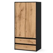 Szafy - Szafa loft nowoczesna garderoba hugo drążek do sypialni czarny dąb wotan - miniaturka - grafika 1