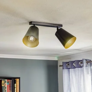 EMIBIG LIGHTING Spot sufitowy Prism, 2-punktowy, czarny/złoty - Lampy sufitowe - miniaturka - grafika 1