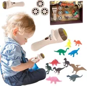 Klocki - Projektor Latarka Rzutnik Figurki Zwierzęta Dinozaury Slajdy Wzory Zestaw - miniaturka - grafika 1