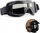 Okulary przeciwsłoneczne - OKULARY MOTOCYKLOWE GOGLE SPORTOWE OCHRONNE UV RETRO VINTAGE NA ROWER MOTOR - miniaturka - grafika 1