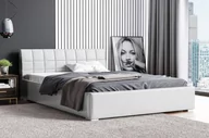 Łóżka - Łóżko tapicerowane pikowane Kendi 160x200 Białe - miniaturka - grafika 1