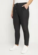 Spodnie damskie - Ciemnoszare Spodnie z Bawełną Wysokim Stanem i Wiązaniem Dannaria - miniaturka - grafika 1