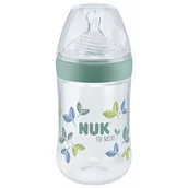 Butelki dla niemowląt - Nuk Butelka For Nature z silikonowym smoczkiem rozm. M, 6 otworów, 0-6 mies., z kontrolą temperatury 260 ml - miniaturka - grafika 1