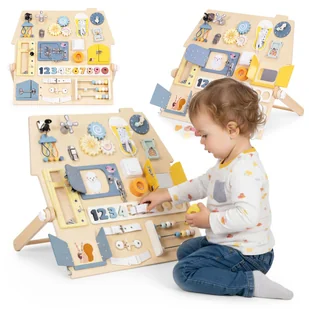 Duża drewniana tablica manipulacyjna sensoryczna dla dzieci panel edukacyjny Xl - Zabawki interaktywne dla dzieci - miniaturka - grafika 1