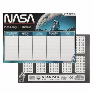 Plan lekcji z tabliczką mnożenia A5 NASA STARPAK 536141 - Szkolne artykuły papiernicze - miniaturka - grafika 1