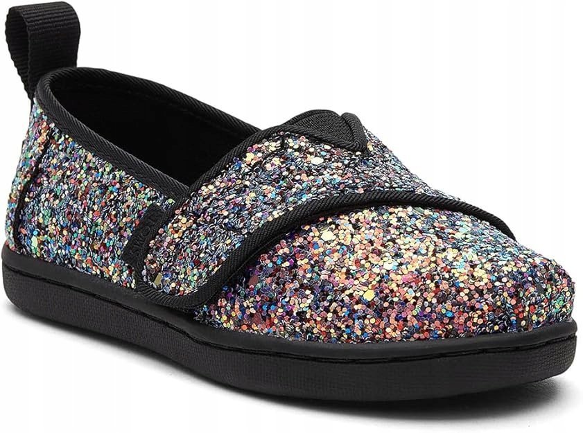 TOMS TRAMPKI DZIECIĘCE NA RZEP CZARNE BROKATOWE 19,5 6AA