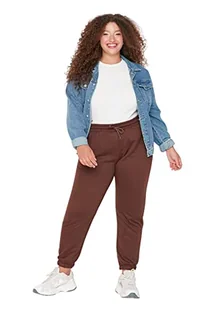 Trendyol Damskie spodnie dresowe Plus Size Normalna talia Skinny Fit Jogger Plus Size, Brązowy, 3XL - Spodnie damskie - miniaturka - grafika 1