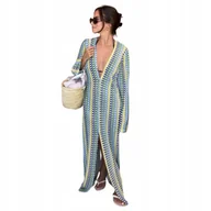 Bluzki damskie - SUKIENKA PLAŻOWA MAXI HAFTOWANA NA LATO KOLOROWA - miniaturka - grafika 1