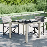 Stoły ogrodowe - vidaXL Stół ogrodowy 90x90x75 cm szkło i rattan PE beżowy 316703 - miniaturka - grafika 1