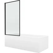 Wanny - Mexen Cubik wanna prostokątna 150 x 70 cm z obudową i parawanem 1-skrzydłowym 80 cm, czarny wzór - miniaturka - grafika 1