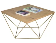 Ławy i stoliki kawowe - Stolik kawowy z metalowym stelażem dąb lancelot + złoty G7-W20 - miniaturka - grafika 1