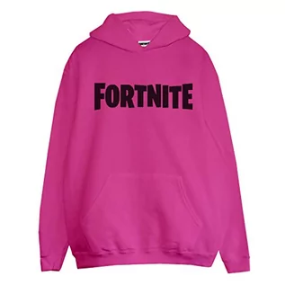 Bluzy męskie - Fortnite Męska bluza z kapturem z nadrukiem tekstowym logo, oficjalny towar moda, różowy, 3XL - grafika 1