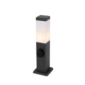 Lampy ogrodowe - QAZQA Buitenlamp donkergrijs 45 cm met stopcontact IP44 - Malios - miniaturka - grafika 1