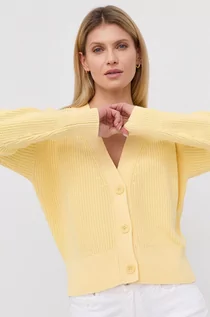 Swetry damskie - Hugo HUGO kardigan bawełniany damski kolor żółty - Hugo - grafika 1