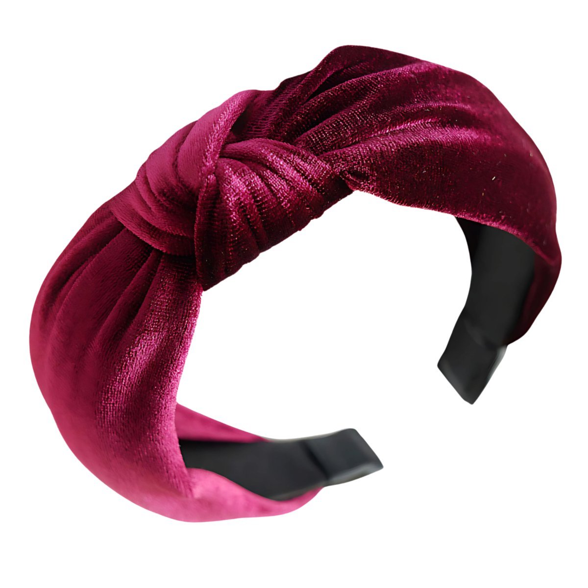 Opaska do Włosów Bordowa na Głowę Welurowa Szeroka z Supłem Wygodna i Lekka