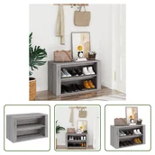 Szafki na buty - The Living Store Stojak na buty szary Sonoma 75x35x45 cm Materiał drewnopochodny - miniaturka - grafika 1